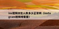 ins视频浏览人数多少正常啊（instagram视频观看量）