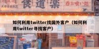 如何利用twitter找国外客户（如何利用twitter寻找客户）