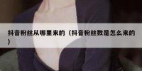 抖音粉丝从哪里来的（抖音粉丝数是怎么来的）
