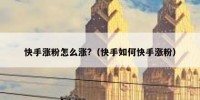 快手涨粉怎么涨?（快手如何快手涨粉）