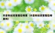 抖音粉丝团客服在哪里（抖音粉丝团客服在哪里找）