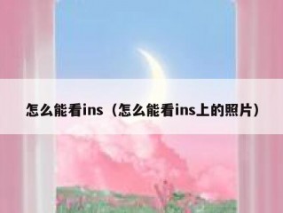怎么能看ins（怎么能看ins上的照片）
