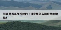 抖音里怎么加粉丝的（抖音里怎么加粉丝的微信）