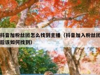 抖音加粉丝团怎么找到主播（抖音加入粉丝团后该如何找到）