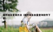 国外域名查询方法（国外域名批量查询软件下载）