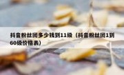 抖音粉丝团多少钱到11级（抖音粉丝团1到60级价格表）