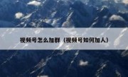 视频号怎么加群（视频号如何加人）