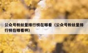 公众号粉丝量排行榜在哪看（公众号粉丝量排行榜在哪看啊）