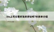 ins上可以看好友的评论吗?的简单介绍