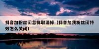 抖音加粉丝团怎样取消掉（抖音加我粉丝团特效怎么关闭）