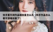 快手看不到作品播放量怎么办（快手作品怎么看不到播放量了）