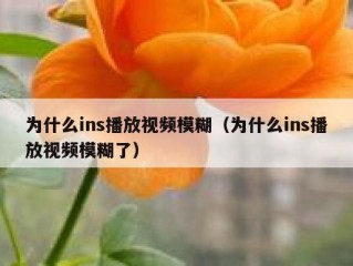 为什么ins播放视频模糊（为什么ins播放视频模糊了）