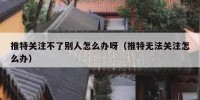 推特关注不了别人怎么办呀（推特无法关注怎么办）