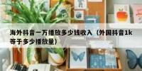 海外抖音一万播放多少钱收入（外国抖音1k等于多少播放量）