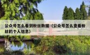 公众号怎么看到粉丝数据（公众号怎么查看粉丝的个人信息）