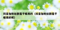 抖音加粉丝群是干嘛用的（抖音加粉丝群是干嘛用的呢）