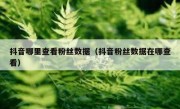 抖音哪里查看粉丝数据（抖音粉丝数据在哪查看）