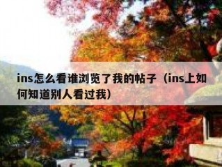 ins怎么看谁浏览了我的帖子（ins上如何知道别人看过我）