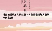 抖音被邀请加入粉丝群（抖音里邀请加入群聊什么意思）