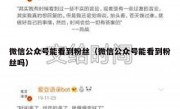 微信公众号能看到粉丝（微信公众号能看到粉丝吗）