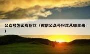 公众号怎么有粉丝（微信公众号粉丝从哪里来）