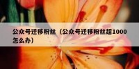 公众号迁移粉丝（公众号迁移粉丝超1000怎么办）