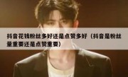 抖音花钱粉丝多好还是点赞多好（抖音是粉丝量重要还是点赞重要）