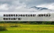 微信视频号多少粉丝可以带货?（视频号多少粉丝可以接广告）
