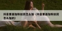 抖音里面加粉丝团怎么加（抖音里面加粉丝团怎么加的）
