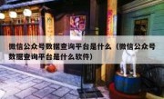 微信公众号数据查询平台是什么（微信公众号数据查询平台是什么软件）