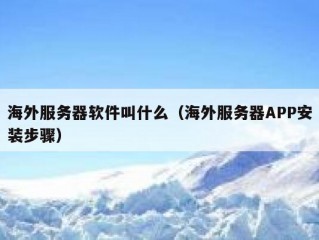 海外服务器软件叫什么（海外服务器APP安装步骤）