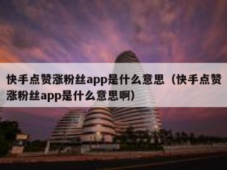 快手点赞涨粉丝app是什么意思（快手点赞涨粉丝app是什么意思啊）