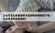 公众号怎么快速涨粉不花钱呢视频教程下载（公众号怎样快速涨粉）