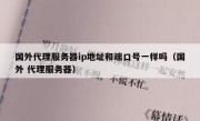 国外代理服务器ip地址和端口号一样吗（国外 代理服务器）