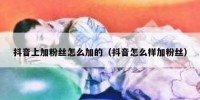 抖音上加粉丝怎么加的（抖音怎么样加粉丝）