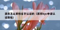 派币怎么审核名字认证的（派币kyc申请认证教程）