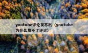 youtube评论发不出（youtube为什么发不了评论）