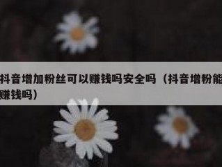 抖音增加粉丝可以赚钱吗安全吗（抖音增粉能赚钱吗）