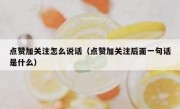 点赞加关注怎么说话（点赞加关注后面一句话是什么）