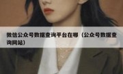 微信公众号数据查询平台在哪（公众号数据查询网站）