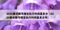 2026重庆限号规定执行时间是多少（2026重庆限号规定执行时间是多少号）