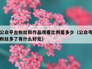 公众平台粉丝和作品观看比例是多少（公众号粉丝多了有什么好处）