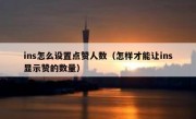 ins怎么设置点赞人数（怎样才能让ins显示赞的数量）