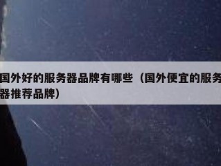国外好的服务器品牌有哪些（国外便宜的服务器推荐品牌）
