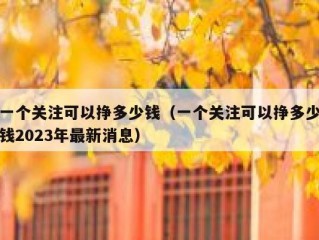 一个关注可以挣多少钱（一个关注可以挣多少钱2023年最新消息）