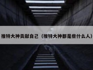 推特大神贡献自己（推特大神都是些什么人）