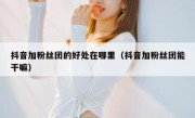 抖音加粉丝团的好处在哪里（抖音加粉丝团能干嘛）