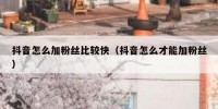 抖音怎么加粉丝比较快（抖音怎么才能加粉丝）