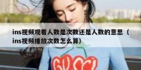 ins视频观看人数是次数还是人数的意思（ins视频播放次数怎么算）
