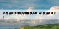 抖音加粉丝赚钱吗现在多少钱（抖音加粉成本）